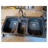 Three Compartment Kitchen Sink w/ Faucet