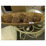 Large Oval Basket w/ Gold Grapevine Balls
