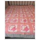 Vintage Handmade Hand Quilted Flower Basket Quilt