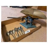 Cast Metal Scale & Some Silver Plate Spoons