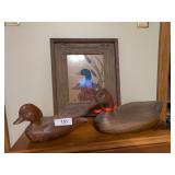 (2) Wood Duck Decoys & One Duck Wall Art in