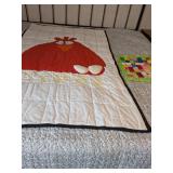 Machine Appliqued & Quilted Toddler Size Quilt w/