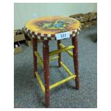 Country Stool w/ Hand Painted Rooster