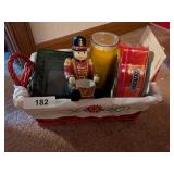 Christmas Basket, Tin, Candle &