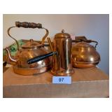 (3) Copper Tea Pots