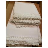 Hand Crocheted Doily & Pillow Cases w/
