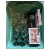 Nice Assortment of Bar Glassware in Tote w/ Lid