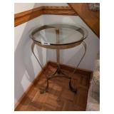 Metal Frame Glass Top Accent Table