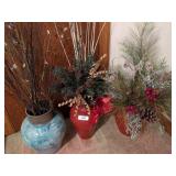(3) Vases & Artificial Floral