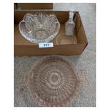 Pink Depression Cookie Plate, Decorative Bowl, +