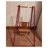 Vintage Wood Small A Frame Doll Size Swing
