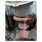 (2) Large Plastic Pots & (2) Cast Metal Plates