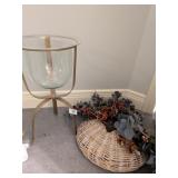 Glass & Metal Candle Holder 21" T +