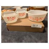 Pyrex Pink Gooseberry Pattern Dishes -