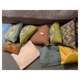 (2) Woven Throws w/ (8) Decorative Pillows