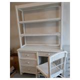 (3) Pc White Wicker Desk Set