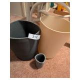 Gray Resin Wastebasket w/ Matching Pencil Holder +