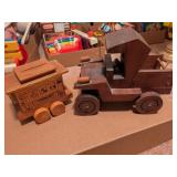 Wood Trolley Bank & Wood Truck