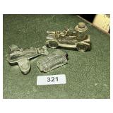 (3) Glass Candy Holders Car, Tank & Plane -*