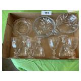 (7) Small Goblets & (3) Etched Dishes