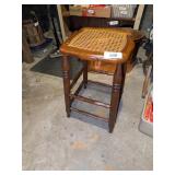 Vintage Wooden Stool w/ Cane Seat