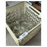 Plastic Crate w/ Approx. (12) Jars