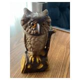 Reproduction Cast Metal Owl Mechanical Bank