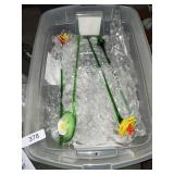 (12) Glass Flowers + Tote w/ Lid