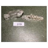 (2) Glass Boat Candy Holders