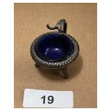 Ornate Silver Plate w/ Glass Individual Salt