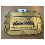Reverse Painted Goofus Glass Last Supper Plate