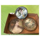 (3) Round Antique Art Work