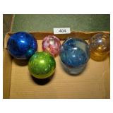 (5) Glass Hand Blown Ball Ornaments