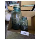 (2) Blue Canning Jars