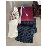 (2) Throws, Assorted Pillows & Curtain Rod