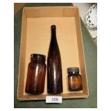 Brown Glass Bottle & Jars