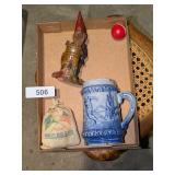 506 Glazed Golf Scene Stein w/ Gnome Figurine &