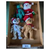 (4) Christmas Ty Beanie Babies