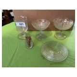 (2) Jelly Compotes, Spooner, Toothpick Holder &
