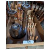 Wood Candle Holder, Coat Rack & Chalk Bookends-*