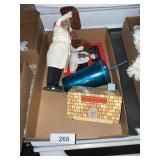 Chef Figurine, Recipe Box & Snowman Trivet