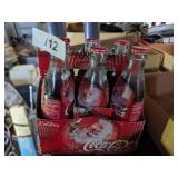 6 Pack of Glass Santa Coke Bottles in