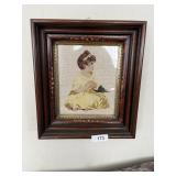 (2) Antique Needlepoint Framed Boy & Girl