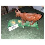 Reproduction Cast Milk Cow Bank, Has missing