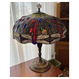 Tiffany Style Stained Glass Dragonfly Lamp w/
