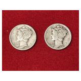 (2) 1942 D Mercury Dimes