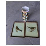 Hand Painted Vase w/ (2) Pictures