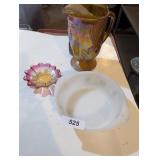 Carnival Glass Pitcher, Glasbake Bowl & Other