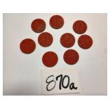 (9) WWII OPA Ration Coins Red Point