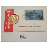 1973 Bicentennial First Day Cover Stamps & Coin